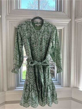 Baybala Green Floral Tie-Waist Long Sleeve Dress